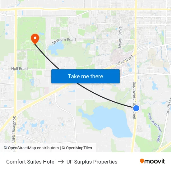 Comfort Suites Hotel to UF Surplus Properties map