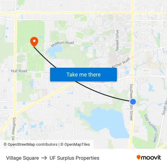 Village Square to UF Surplus Properties map