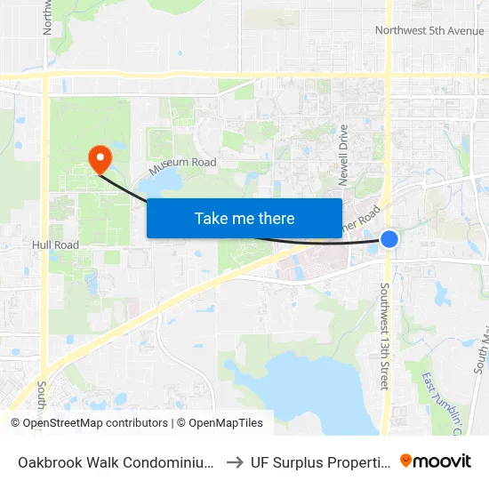 Oakbrook Walk Condominiums to UF Surplus Properties map