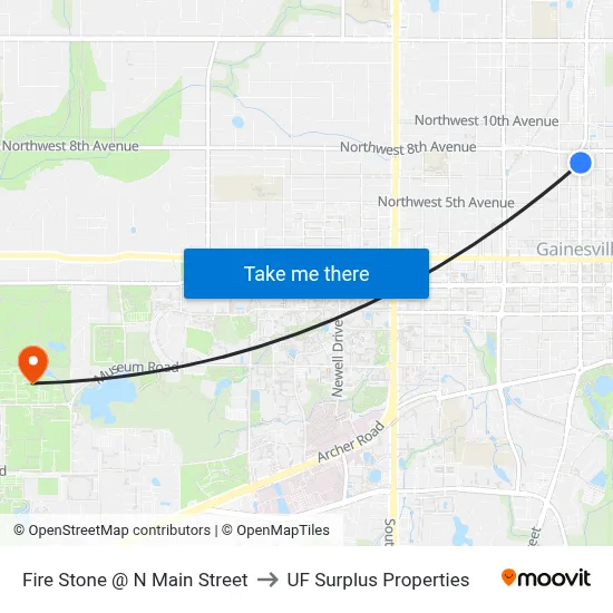 Fire Stone @ N Main Street to UF Surplus Properties map