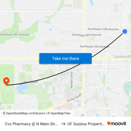 Cvs Pharmacy @ N Main Street to UF Surplus Properties map
