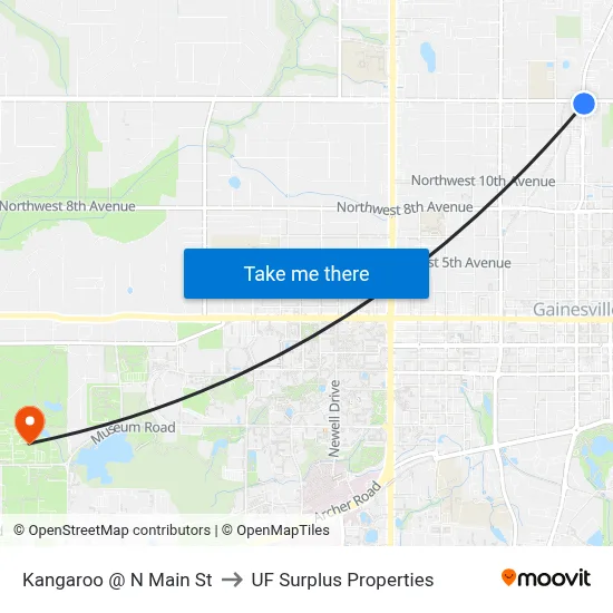Kangaroo @ N Main St to UF Surplus Properties map