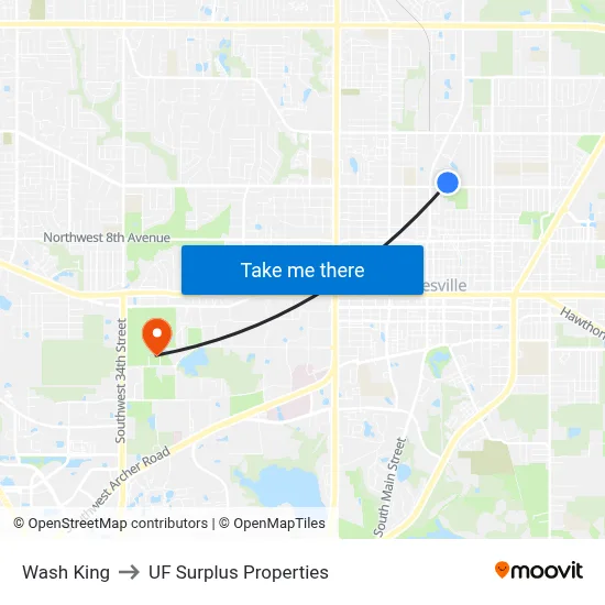 Wash King to UF Surplus Properties map