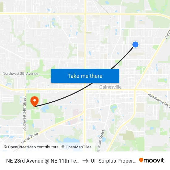 NE 23rd Avenue @ NE 11th Terrace to UF Surplus Properties map