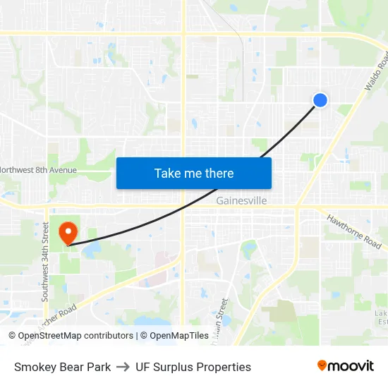 Smokey Bear Park to UF Surplus Properties map
