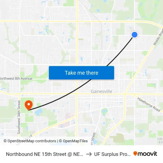 Northbound NE 15th Street @ NE 31st Avenue to UF Surplus Properties map