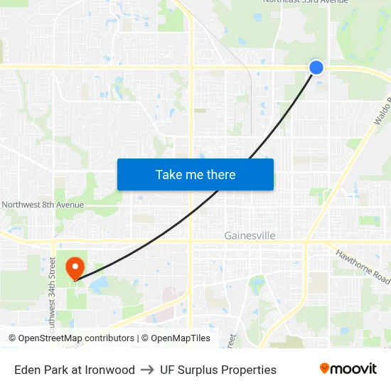Eden Park at Ironwood to UF Surplus Properties map