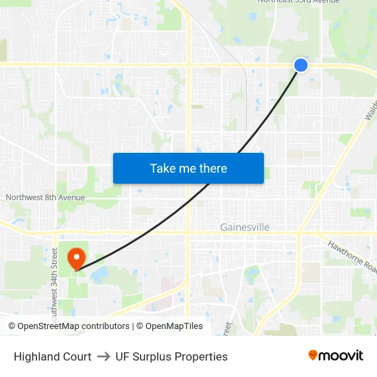 Highland Court to UF Surplus Properties map