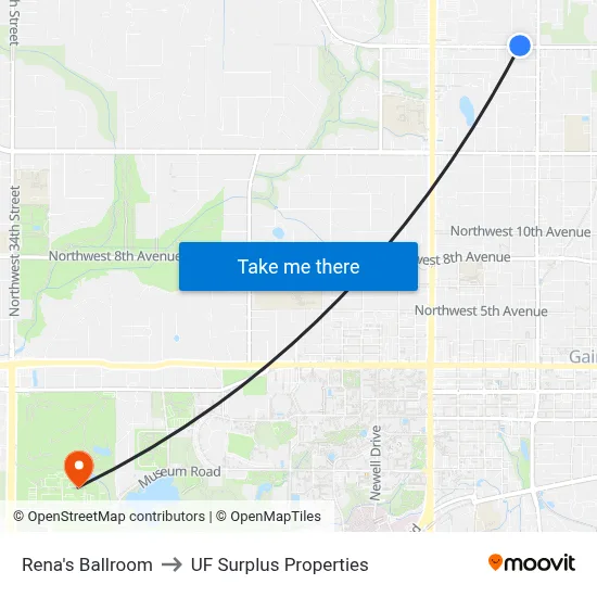 Rena's Ballroom to UF Surplus Properties map