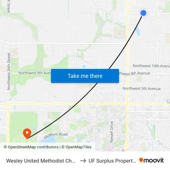 Wesley United Methodist Church to UF Surplus Properties map
