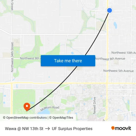 Wawa @ NW 13th St to UF Surplus Properties map