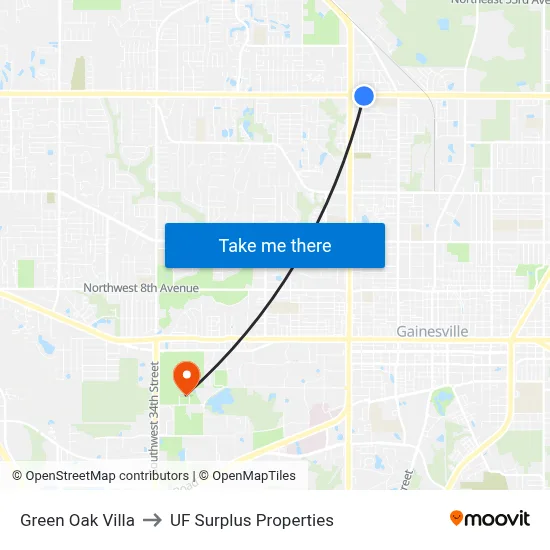 Green Oak Villa to UF Surplus Properties map