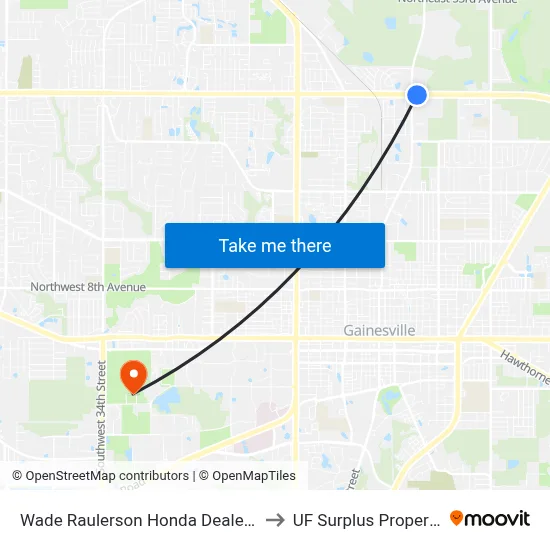 Wade Raulerson Honda Dealership to UF Surplus Properties map