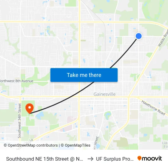 Southbound NE 15th Street @ NE 31 Avenue to UF Surplus Properties map
