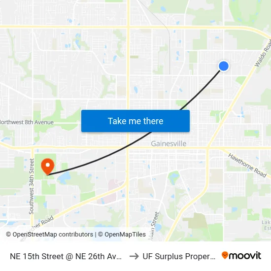 NE 15th Street @ NE 26th Avenue to UF Surplus Properties map