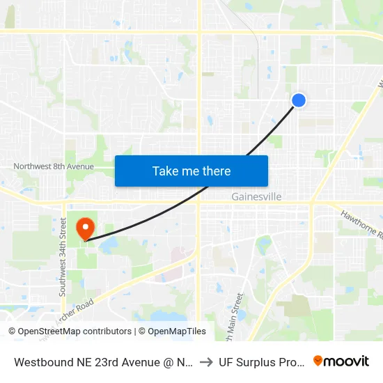 Westbound NE 23rd Avenue @ NE 9th Street to UF Surplus Properties map