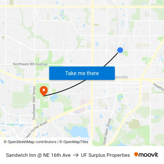 Sandwich Inn @ NE 16th Ave to UF Surplus Properties map