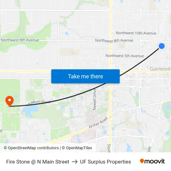 Fire Stone @ N Main Street to UF Surplus Properties map