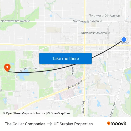 The Collier Companies to UF Surplus Properties map