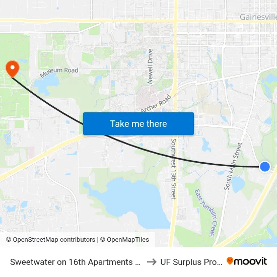 Sweetwater on 16th Apartments (Northbound) to UF Surplus Properties map