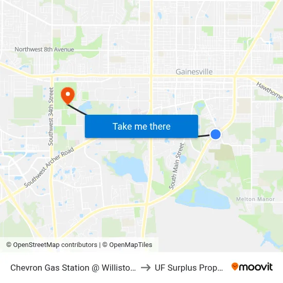 Chevron Gas Station @ Williston Road to UF Surplus Properties map