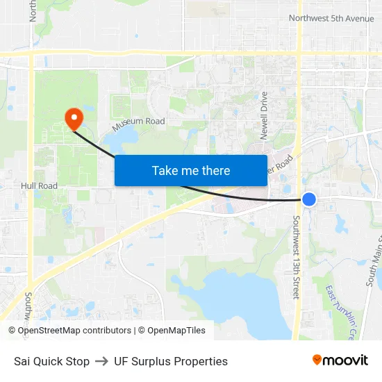 Sai Quick Stop to UF Surplus Properties map