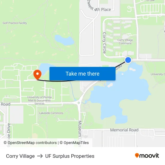 Corry Village to UF Surplus Properties map