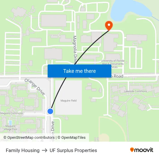 Family Housing to UF Surplus Properties map