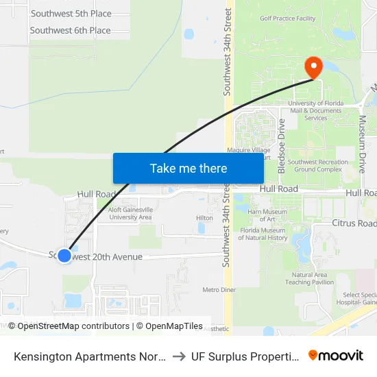 Kensington Apartments North to UF Surplus Properties map