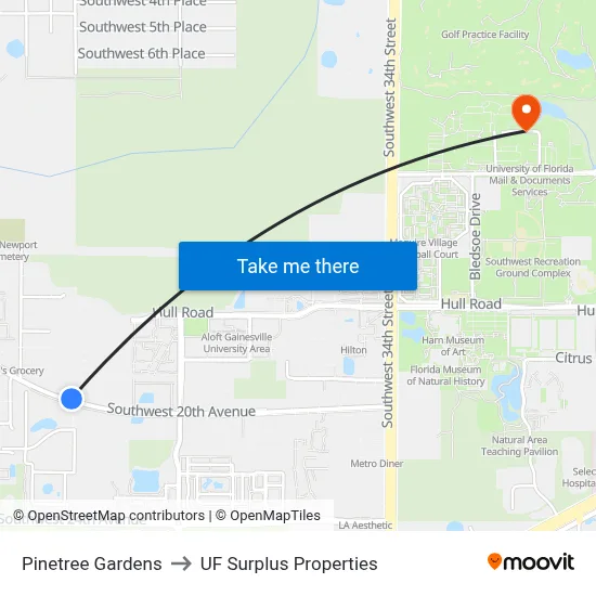 Pinetree Gardens to UF Surplus Properties map