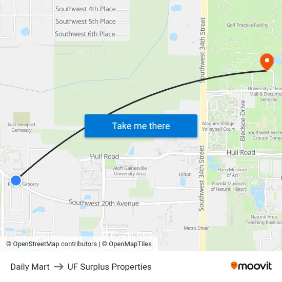 Daily Mart to UF Surplus Properties map