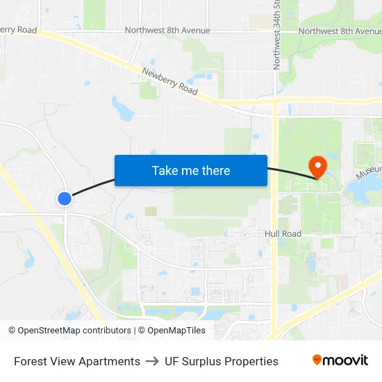 Forest View Apartments to UF Surplus Properties map