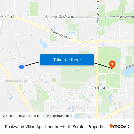 Rockwood Villas Apartments to UF Surplus Properties map