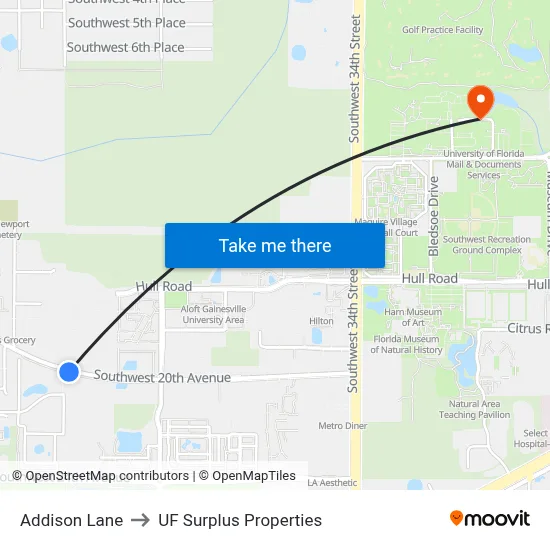 Addison Lane to UF Surplus Properties map