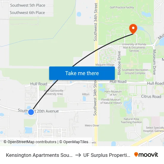 Kensington Apartments South to UF Surplus Properties map