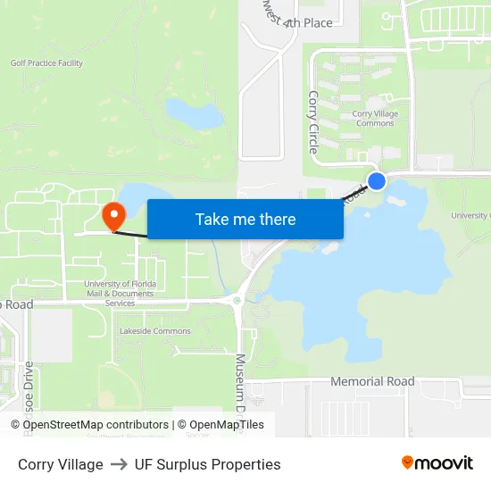 Corry Village to UF Surplus Properties map
