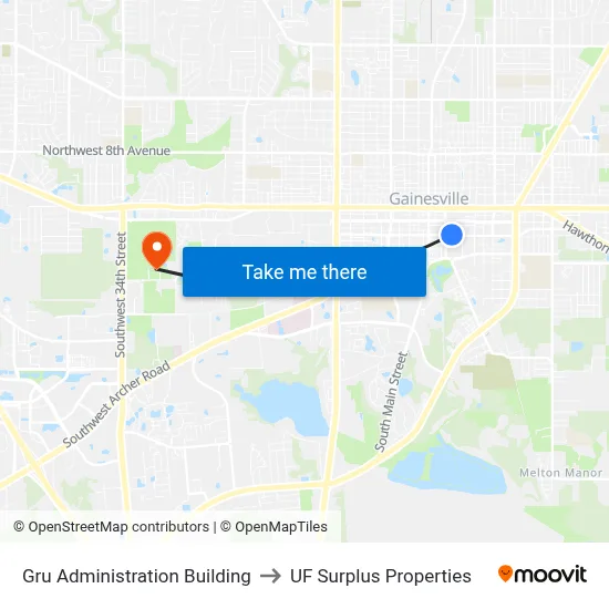 Gru Administration Building to UF Surplus Properties map