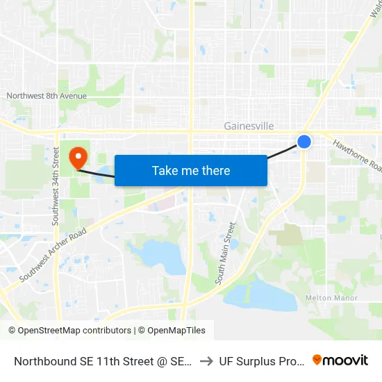 Northbound SE 11th Street @ SE 2nd Avenue to UF Surplus Properties map