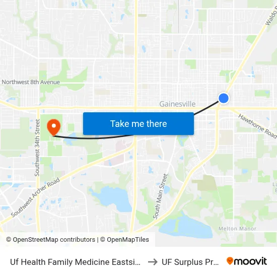 Uf Health Family Medicine Eastside Northbound to UF Surplus Properties map