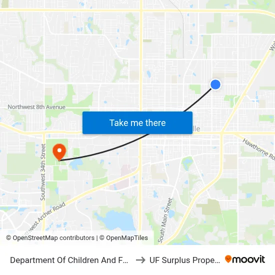 Department Of Children And Families to UF Surplus Properties map