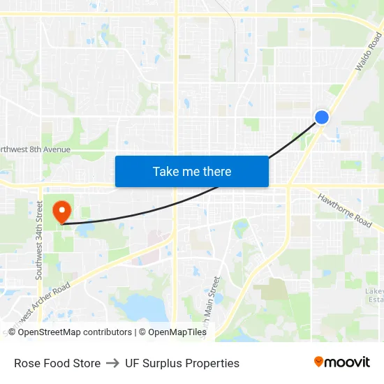 Rose Food Store to UF Surplus Properties map