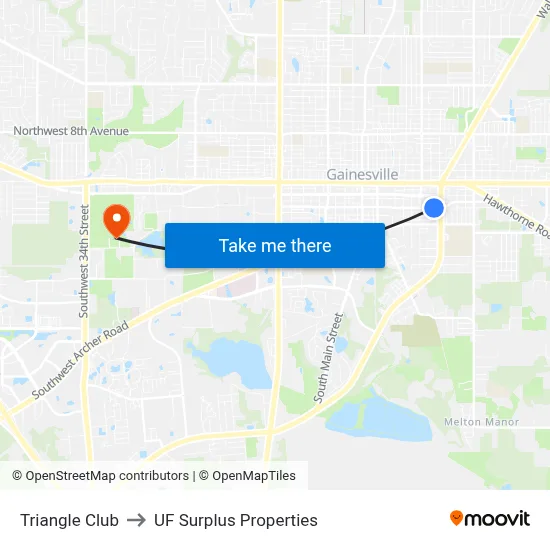 Triangle Club to UF Surplus Properties map