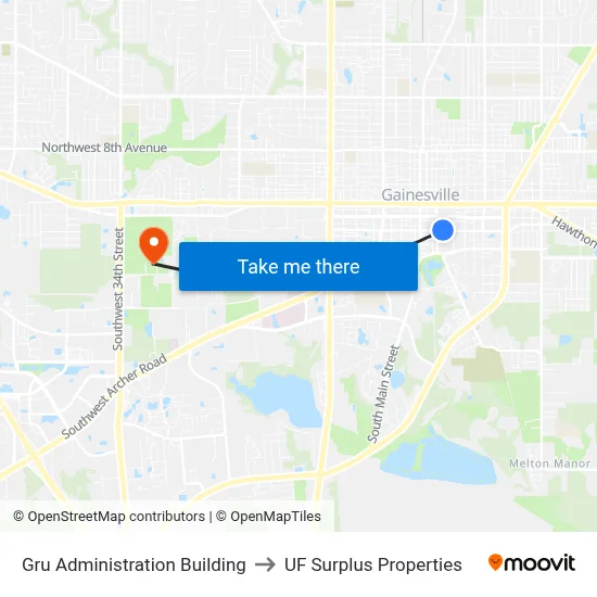 Gru Administration Building to UF Surplus Properties map