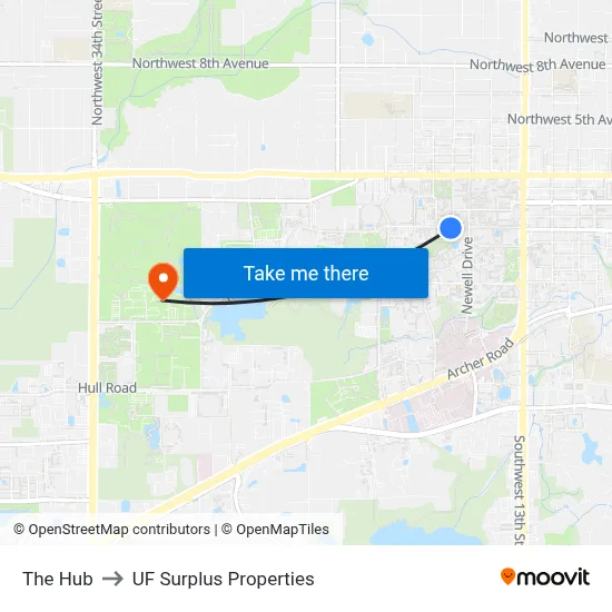 The Hub to UF Surplus Properties map