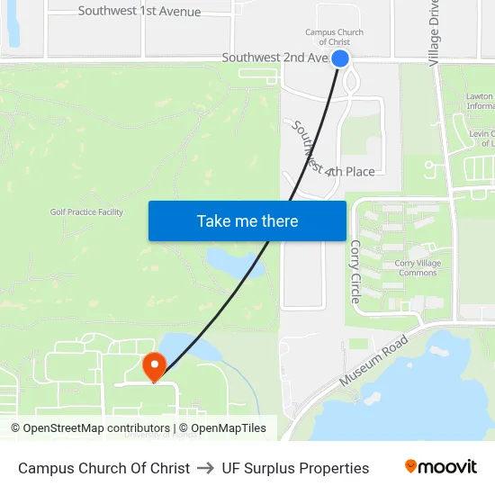 Campus Church Of Christ to UF Surplus Properties map