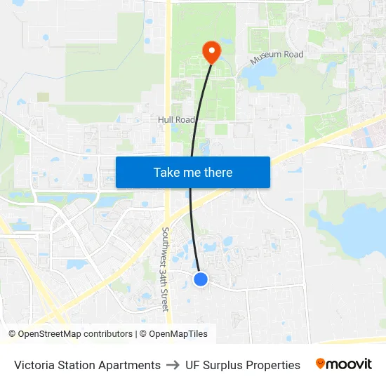 Victoria Station Apartments to UF Surplus Properties map