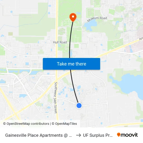 Gainesville Place Apartments @ SW 35th Place to UF Surplus Properties map