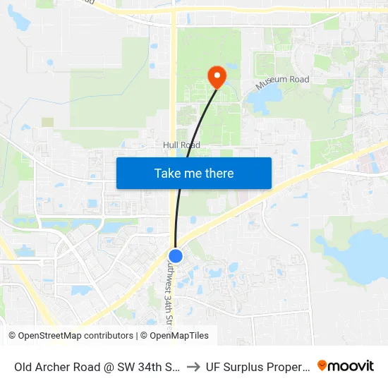 Old Archer Road @ SW 34th Street to UF Surplus Properties map