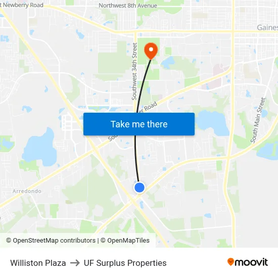 Williston Plaza to UF Surplus Properties map