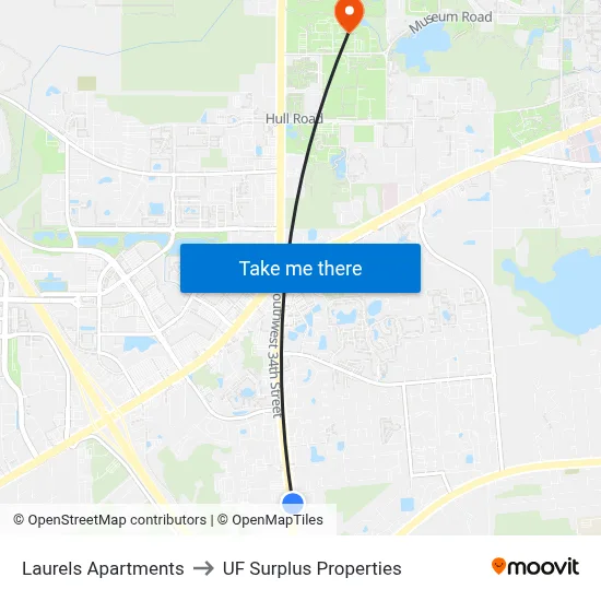 Laurels Apartments to UF Surplus Properties map